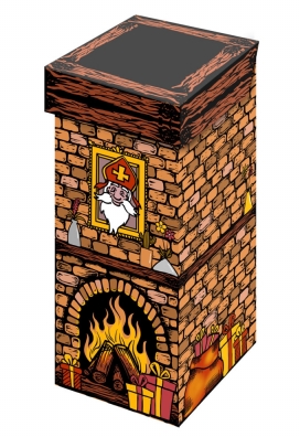 Sintgeschenkdoos Sint Openhaard 15x15x36cm 15stuks Sintgeschenkdoos Sint Openhaard 15x15x36cm 15stuks