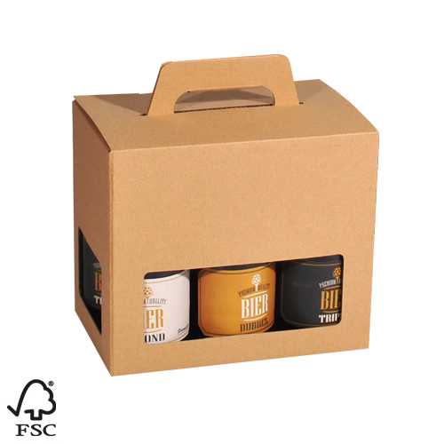 Bierverpakking Kraft voor 6 flesjes Bier Dikbuik FSC® 50stuks