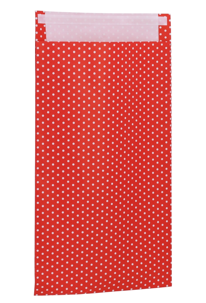 Kadozakjes Dots Rood Met Plakstrip 20x35cm 50stuks Kadozakjes Dots Rood Met Plakstrip 20x35cm 50stuks