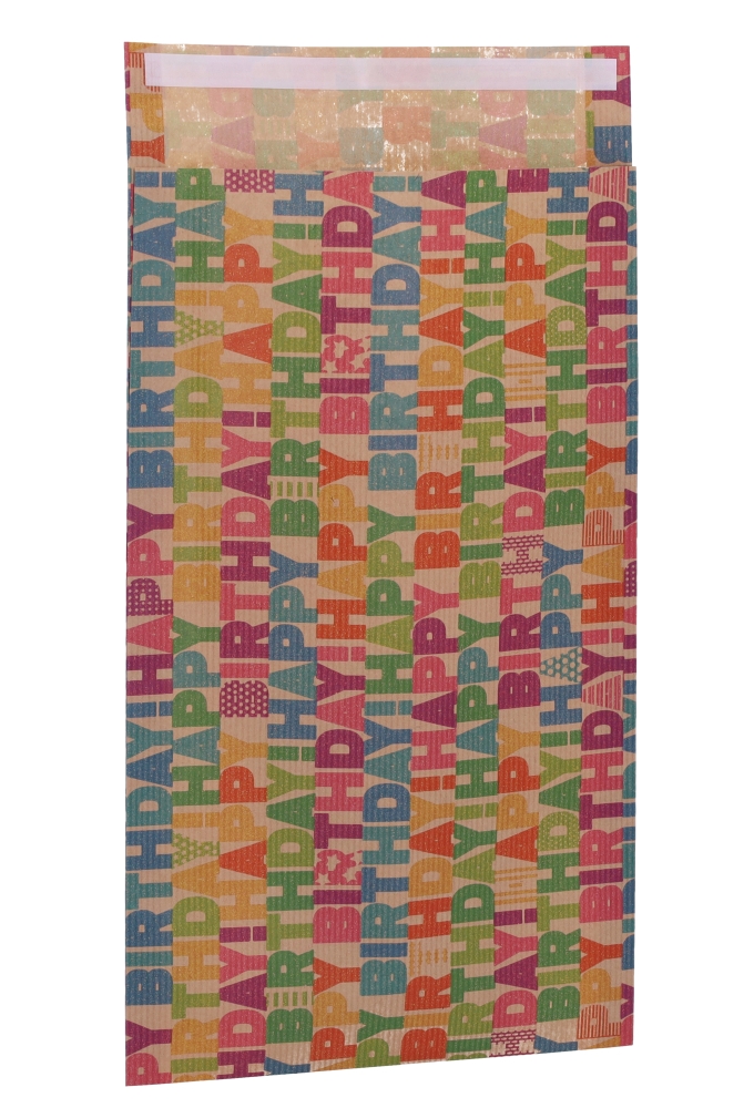 Kadozakjes Happy Birthday Design Met Plakstrip 20x35cm 50stuks Kadozakjes Happy Birthday Design Met Plakstrip 20x35cm 50stuks