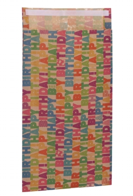 Kadozakjes Happy Birthday Design Met Plakstrip 20x35cm 50stuks Kadozakjes Happy Birthday Design Met Plakstrip 20x35cm 50stuks