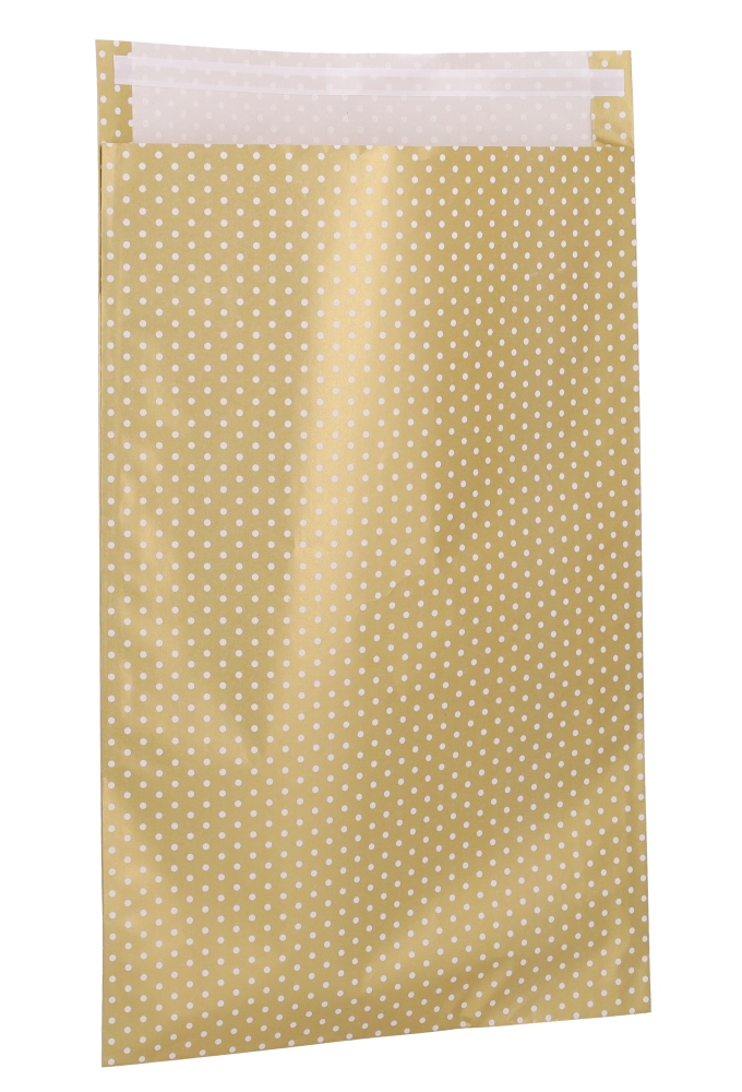 Kadozakjes Goud en Stippen Met Plakstrip 26x40cm 50stuks