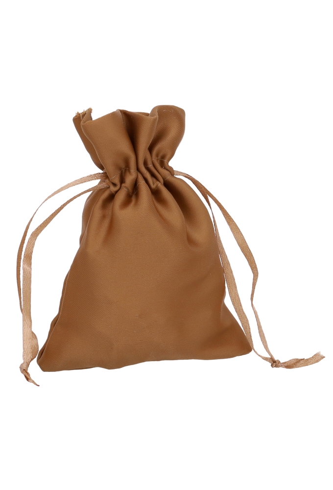 Luxe Satijn Zakjes Mat Donker Goud Met Koord Klein 9x12cm 10stuks