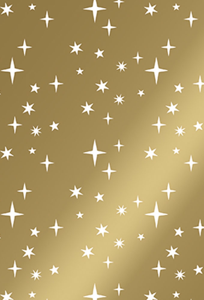 Kerstpapier Coated Sterren Goud 70cm x 200meter
