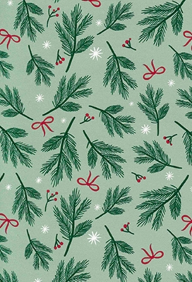 Kerstpapier Coated Kerstblad Groen 50cm x 200meter Kerstpapier Coated Kerstblad Groen 50cm x 200meter