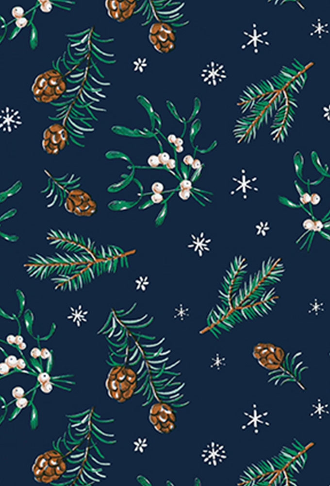 Kerstpapier Coated Dennetak Blauw 50cm x 200meter