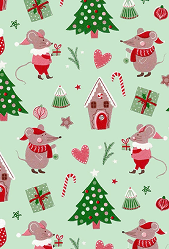 Kerstpapier Coated Kerstboom En Kersthuis 70cm x 200meter Kerstpapier Coated Kerstboom En Kersthuis 70cm x 200meter