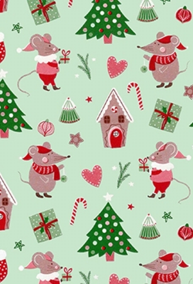 Kerstpapier Coated Kerstboom En Kersthuis 70cm x 200meter Kerstpapier Coated Kerstboom En Kersthuis 70cm x 200meter