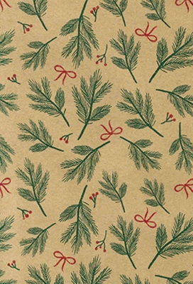 Kerstpapier Bruin Kraft Kerstblad Groen 70cm x 200meter Kerstpapier Bruin Kraft Kerstblad Groen 70cm x 200meter