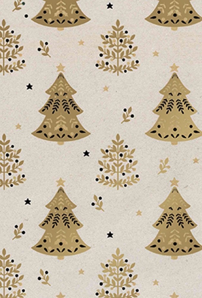 Kerstpapier Bruin Kraft Tree 50cm x 200meter