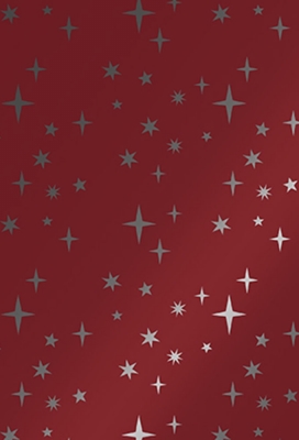 Kerstpapier Metallic Sterren Bordeaux 70cm x 200meter Kerstpapier Metallic Sterren Bordeaux 70cm x 200meter