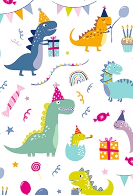 Cadeaupapier Coated Dino 70cm x 200meter Cadeaupapier Coated Dino 70cm x 200meter