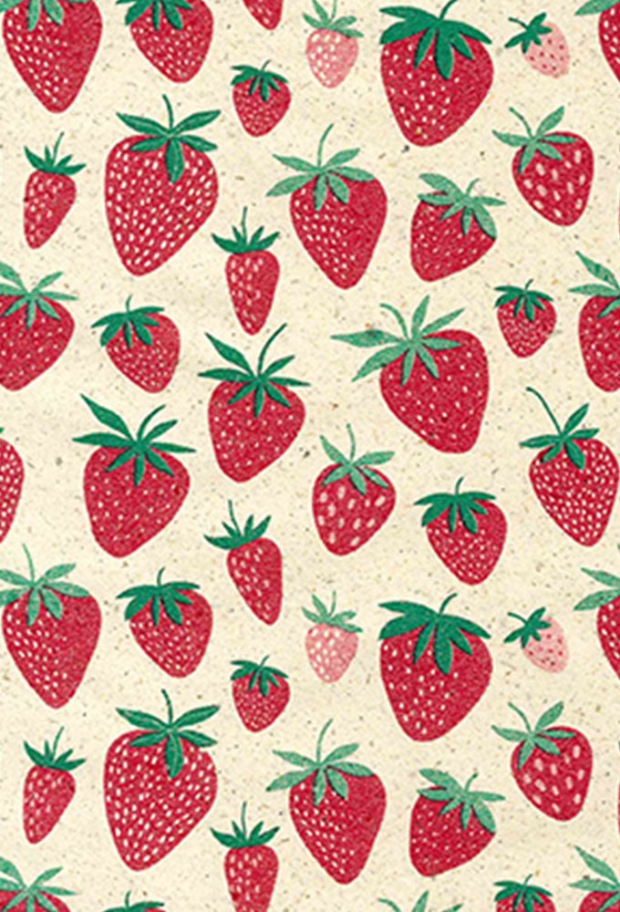 Cadeaupapier Gras Papier Aardbeien 70cm x 200meter Cadeaupapier Gras Papier Aardbeien 70cm x 200meter