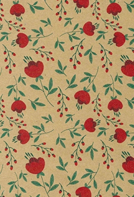 Cadeaupapier Bruin Kraft Flowers Rood 70cm x 200meter Cadeaupapier Bruin Kraft Flowers Rood 70cm x 200meter