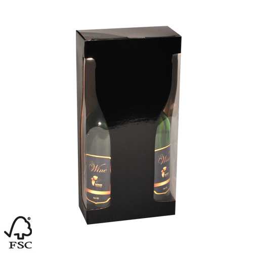 Wijndoos 2 fles Black shape 18.1x9x36.5cmcm 50stuks