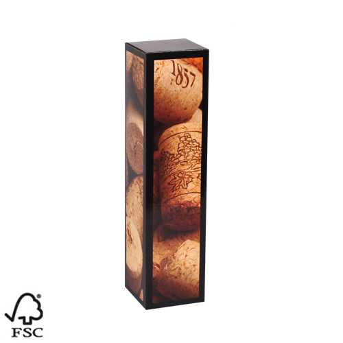 Wijndoos 1 fles Kurk 8.7x8.7x36cm FSC® 50stuks