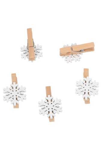 Houten Decoratie Sneeuw Wit Met Knijper 3.3cm 36stuks