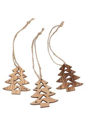 Houten Decoratie Tree Wood Met Koord 5x4.3cm 24stuks