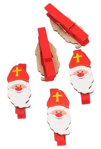 Houten Decoratie Sinterklaas Met Knijper 4x2.5cm 36stuks