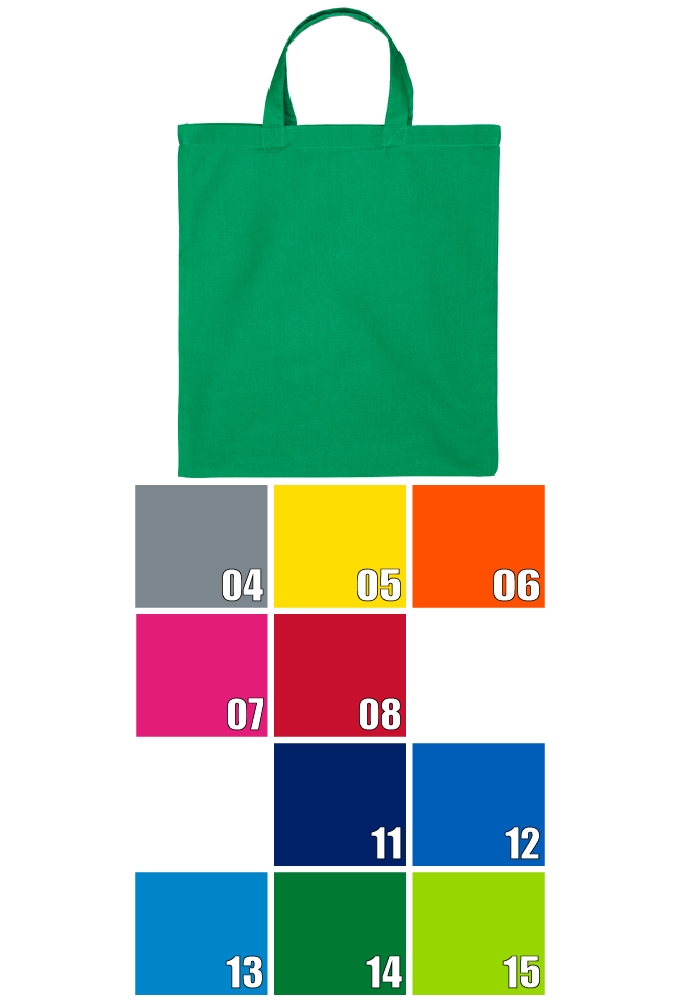 Draagtas Katoen High Quality 140gr Kleur & Kort Hengsel 38x42cm