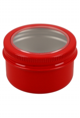 Blikken Aluminium & Schroefdeksel Venster Rood 50ml r5x3.2cm 12stuks Blikken Aluminium & Schroefdeksel Venster Rood 50ml r5x3.2cm 12stuks