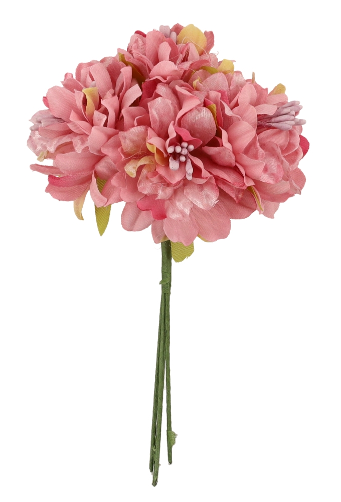 Kado Decoratie Bloem Hortencia Old Pink Met IJzerdraad 12cm 48stuks
