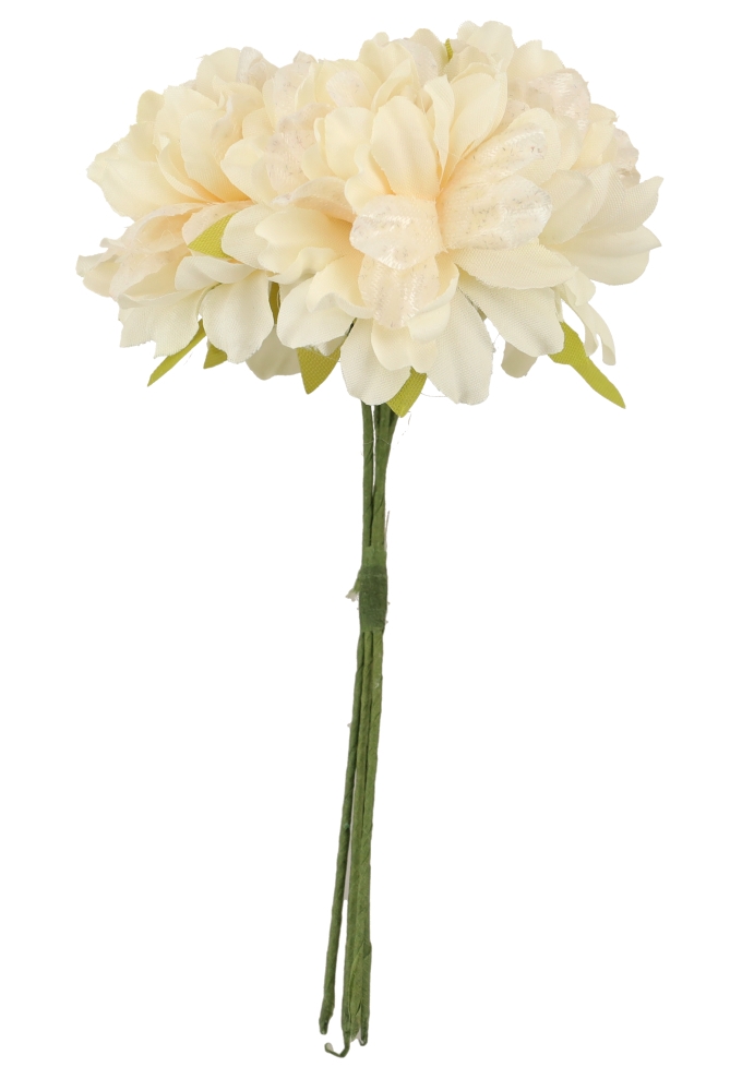 Kado Decoratie Bloem Hortencia Cream Met IJzerdraad 12cm 48stuks
