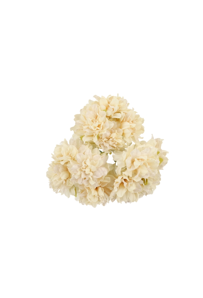 Kado Decoratie Bloem Hortencia Cream Met IJzerdraad 12cm 48stuks