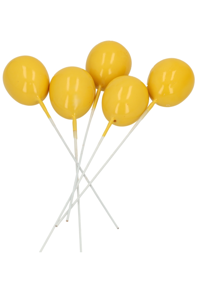 Kado Decoratie Ballonnetjes Geel 2.5x11.5cm Met IJzerdraad 12stuks