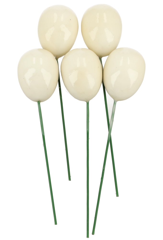 Kado Decoratie Paas Eitje Wit 2.5x11.5cm Met IJzerdraad 12stuks