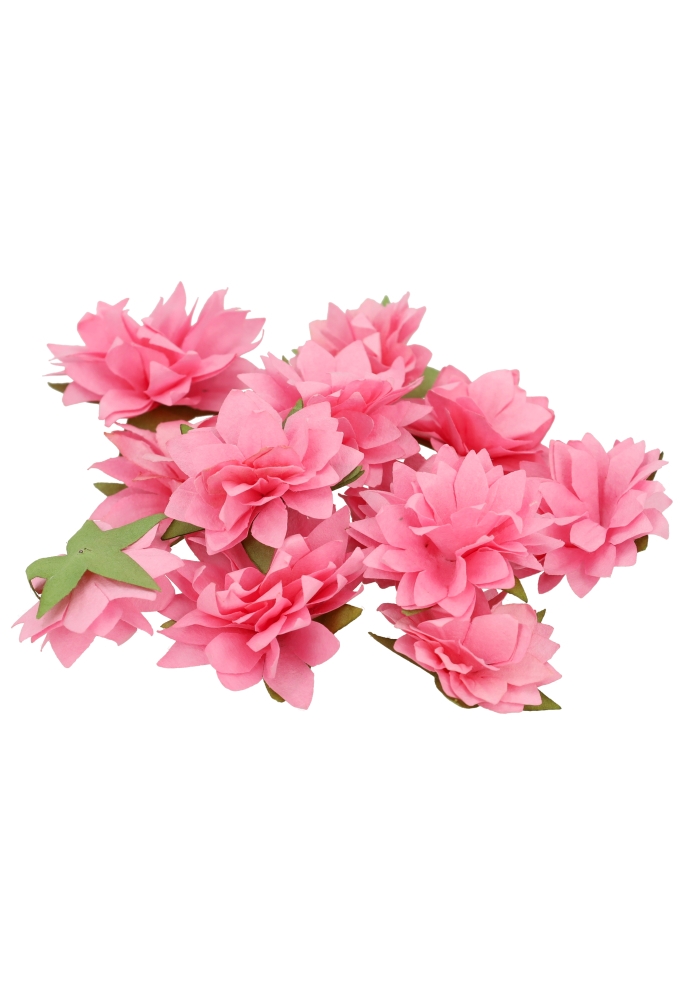 Kado Decoratie Bloem Roosje Roze Papier 2.8cm 12stuks
