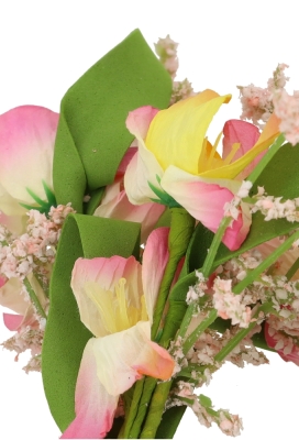 Kado Decoratie Bloem Cream 14cm Met IJzerdraad 12stuks Kado Decoratie Bloem Cream 14cm Met IJzerdraad 12stuks