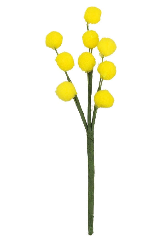 Kado Decoratie Mimosa Geel 4.5x14cm Met IJzerdraad 12stuks