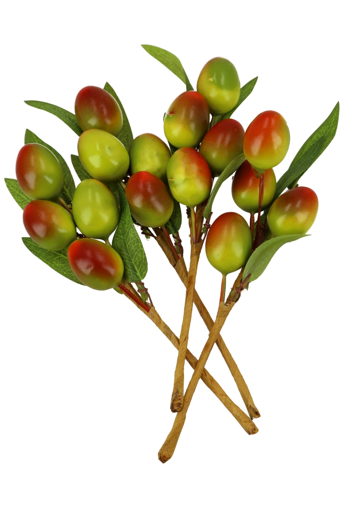 Kado Decoratie Olijven Tak 4x14cm Met IJzerdraad 12stuks