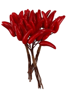 Kado Decoratie Chilles Rood Met IJzerdraad 12cm 144stuks Kado Decoratie Chilles Rood Met IJzerdraad 12cm 144stuks