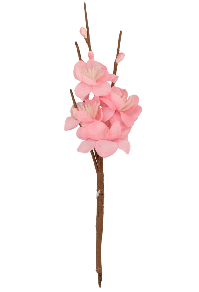 Kado Decoratie Bloem Tak Licht Roze 6.5x19cm Met IJzerdraad 12stuks