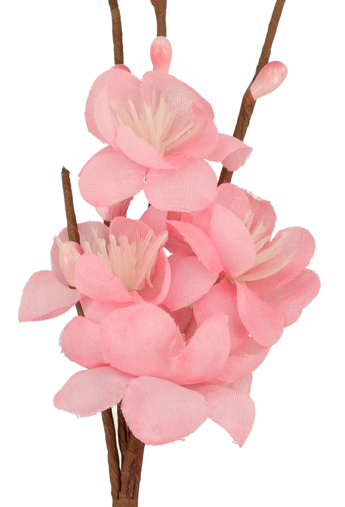 Kado Decoratie Bloem Tak Licht Roze 6.5x19cm Met IJzerdraad 12stuks