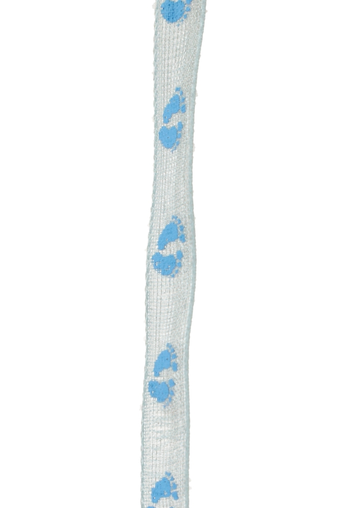 Organza Lint Baby Voetjes Blauw 6 mm x 25 meter Organza Lint Baby Voetjes Blauw 6 mm x 25 meter