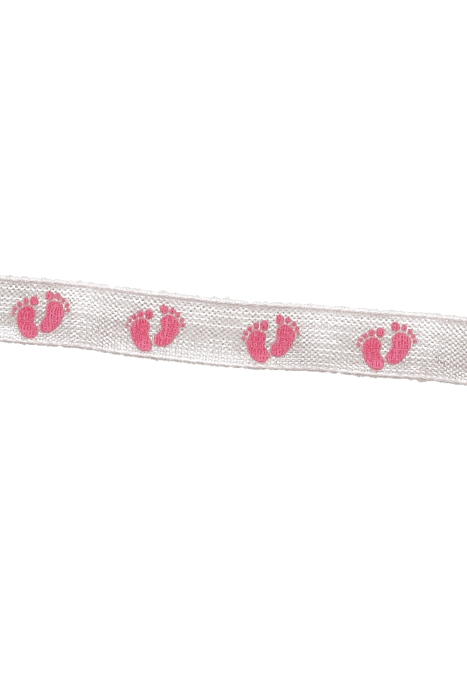 Organza Lint Baby Voetje Roze 6 mm x 25 meter