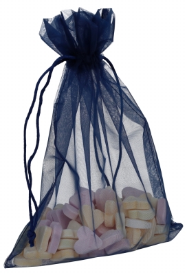 Organza zakjes Donker Blauw Groot 17x24cm 10stuks Organza zakjes Donker Blauw Groot 17x24cm 10stuks