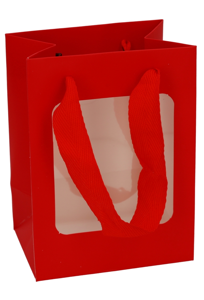 Kadotasjes Trazo Rood Mat Met PET Venster FSC® 11x8x15cm 10stuks