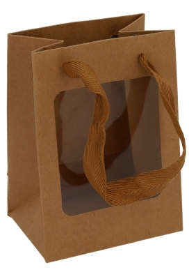 Kadotasjes Trazo Kraft Met PET Venster FSC® 11x8x15cm 10stuks Kadotasjes Trazo Kraft Met PET Venster FSC® 11x8x15cm 10stuks