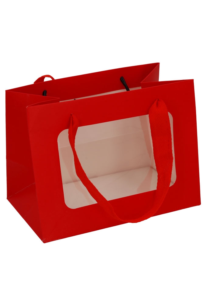 Kadotasjes Trazo Rood Mat Met PET Venster FSC® 18x11x13.5cm 10stuks Kadotasjes Trazo Rood Mat Met PET Venster FSC® 18x11x13.5cm 10stuks
