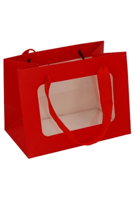 Kadotasjes Trazo Rood Mat Met PET Venster FSC® 18x11x13.5cm 10stuks Kadotasjes Trazo Rood Mat Met PET Venster FSC® 18x11x13.5cm 10stuks
