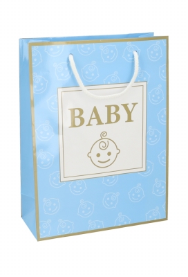 Kadotasjes Kind Groot Baby Boy Blauw & Goud 24x10x32cm 10stuks Kadotasjes Kind Groot Baby Boy Blauw & Goud 24x10x32cm 10stuks