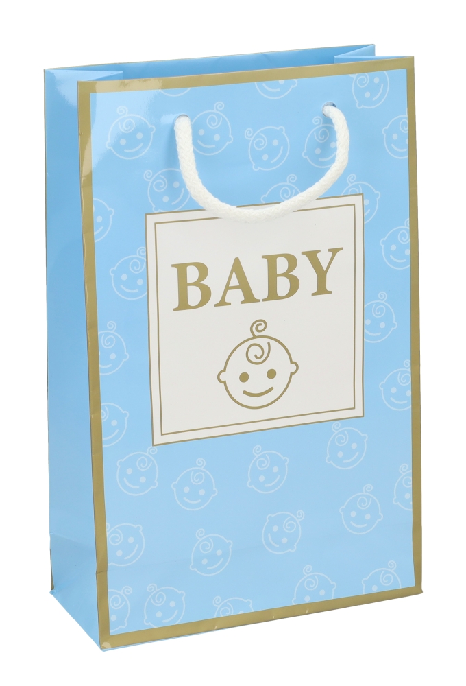 Kadotasjes Kind Medium Baby Boy Blauw & Goud 16x7x25cm 10stuks Kadotasjes Kind Medium Baby Boy Blauw & Goud 16x7x25cm 10stuks