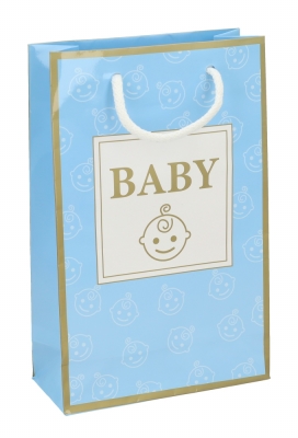 Kadotasjes Kind Medium Baby Boy Blauw & Goud 16x7x25cm 10stuks Kadotasjes Kind Medium Baby Boy Blauw & Goud 16x7x25cm 10stuks