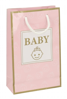 Kadotasjes Kind Medium Baby Girl Roze & Goud 16x7x25cm 10stuks Kadotasjes Kind Medium Baby Girl Roze & Goud 16x7x25cm 10stuks
