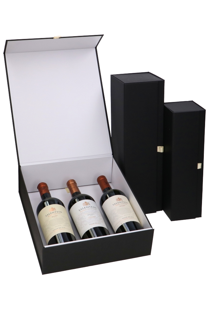 Luxe Magneetdozen Wijnfles Rioja Zwart Mat 1 fles 10x10x33cm 1stuks