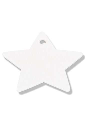 Houten Decoratie Star X-mas Wit Hanger 6cm 100stuks